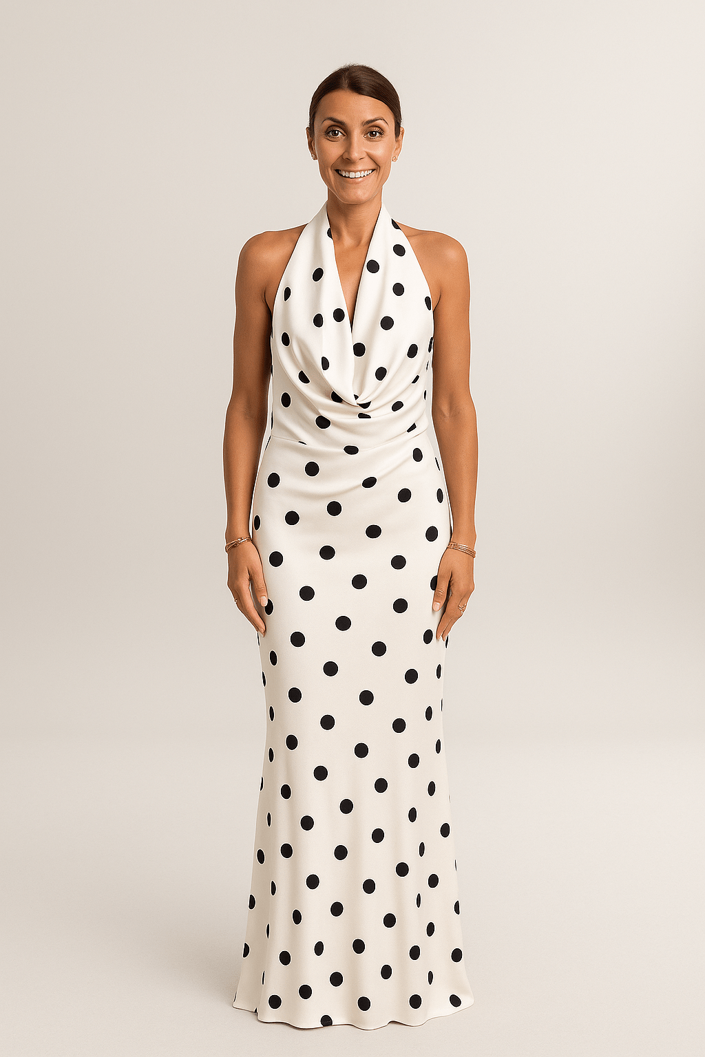 Chloé™ | Robe Longue à Pois Noirs - LUNAEVE
