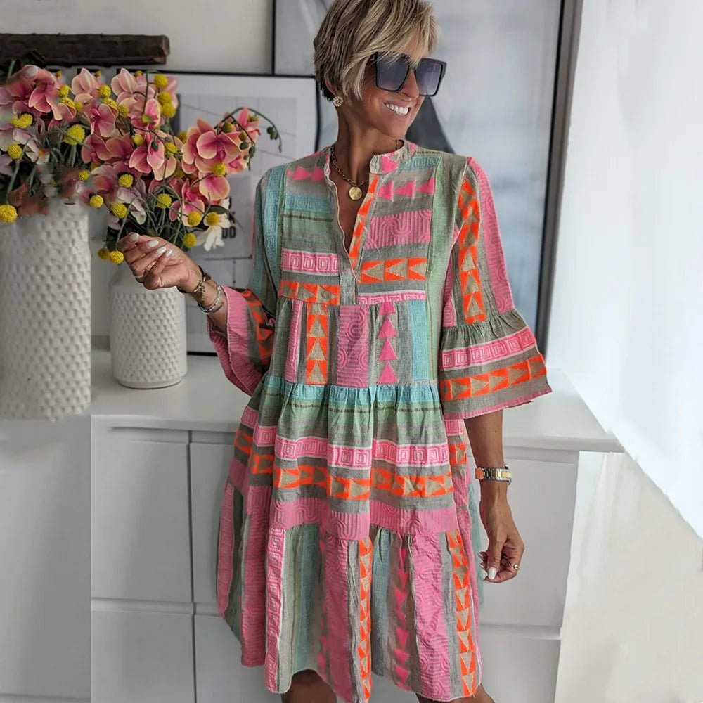 Jeanne™ | Robe swing à volants bohème - LUNAEVE
