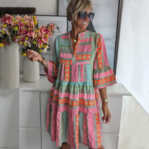 Jeanne™ | Robe swing à volants bohème - LUNAEVE