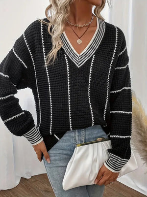 Liora Paris™ | Pull Rayé Décontracté à Manches Longues - LUNAEVE