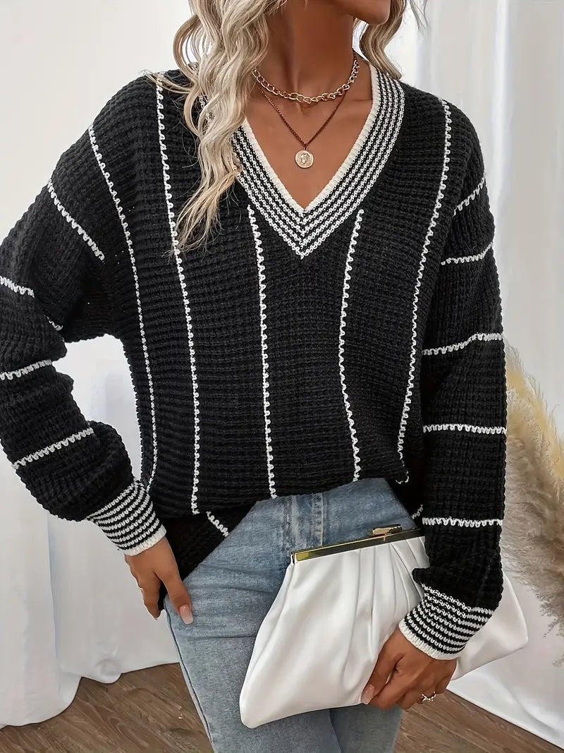 Liora Paris™ | Pull Rayé Décontracté à Manches Longues - LUNAEVE