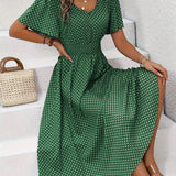 Maëva™ | Robe midi chic à pois roses - LUNAEVE