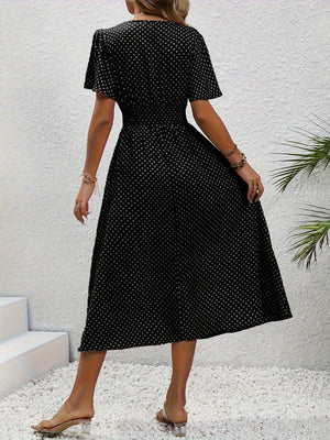 Maëva™ | Robe midi chic à pois roses - LUNAEVE