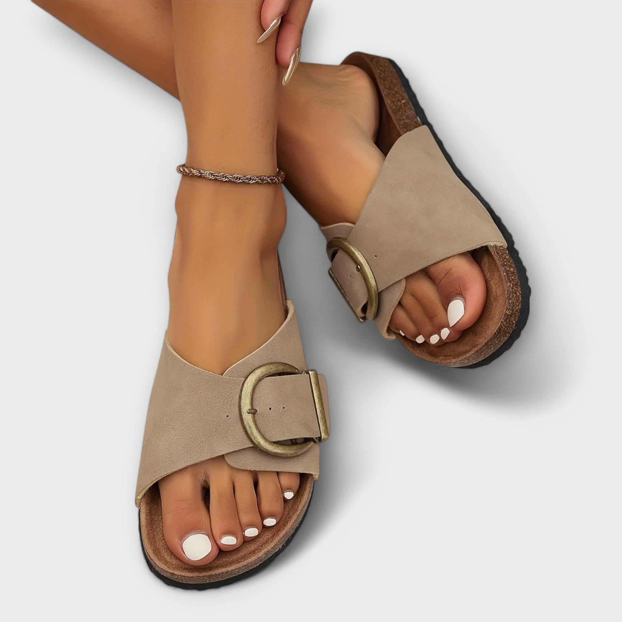 Margie™ | Mules pour femme en liège avec brides à boucles - LUNAEVE