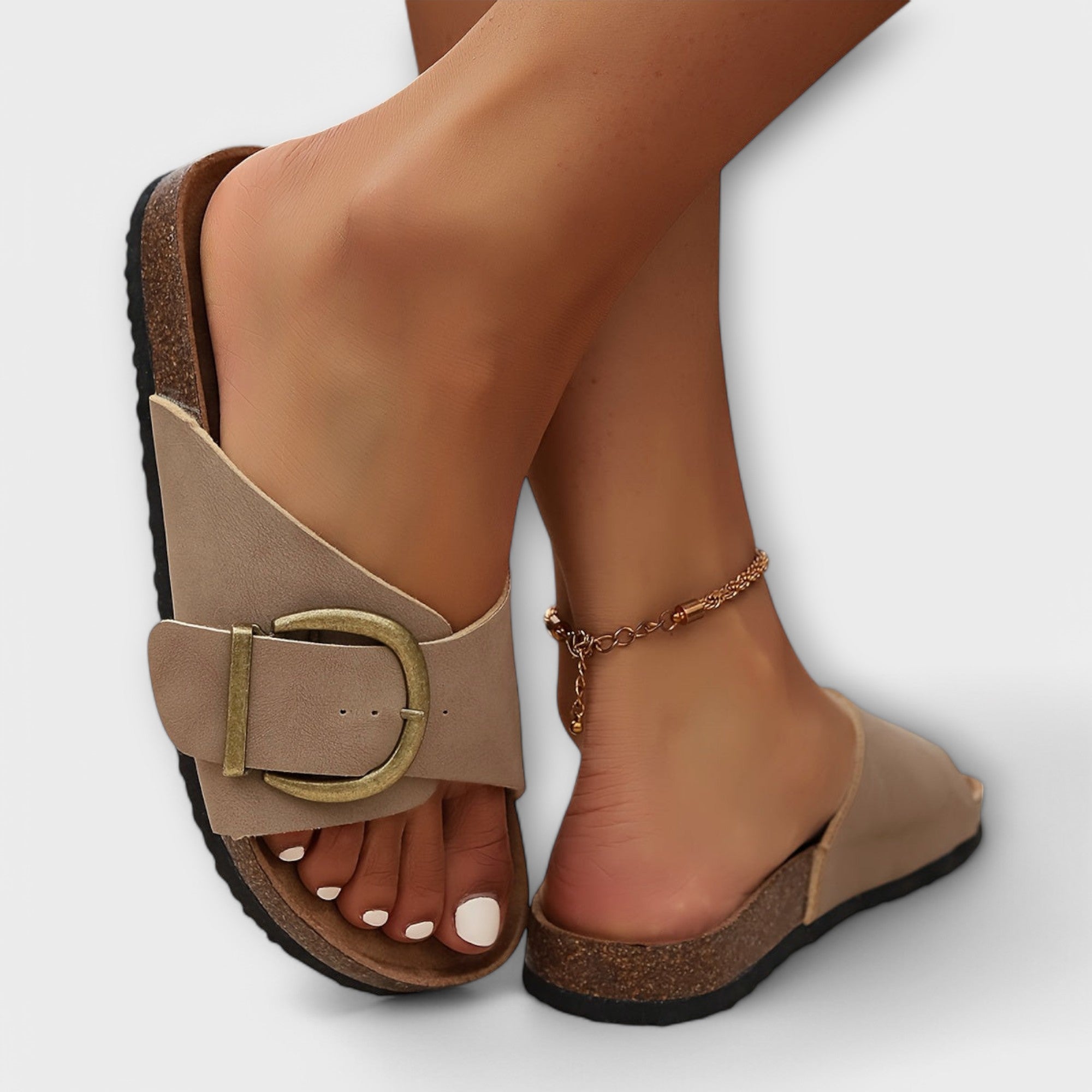 Margie™ | Mules pour femme en liège avec brides à boucles - LUNAEVE