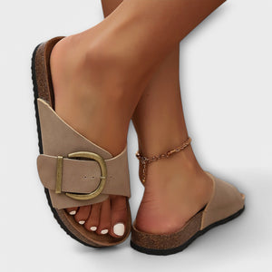 Margie™ | Mules pour femme en liège avec brides à boucles - LUNAEVE