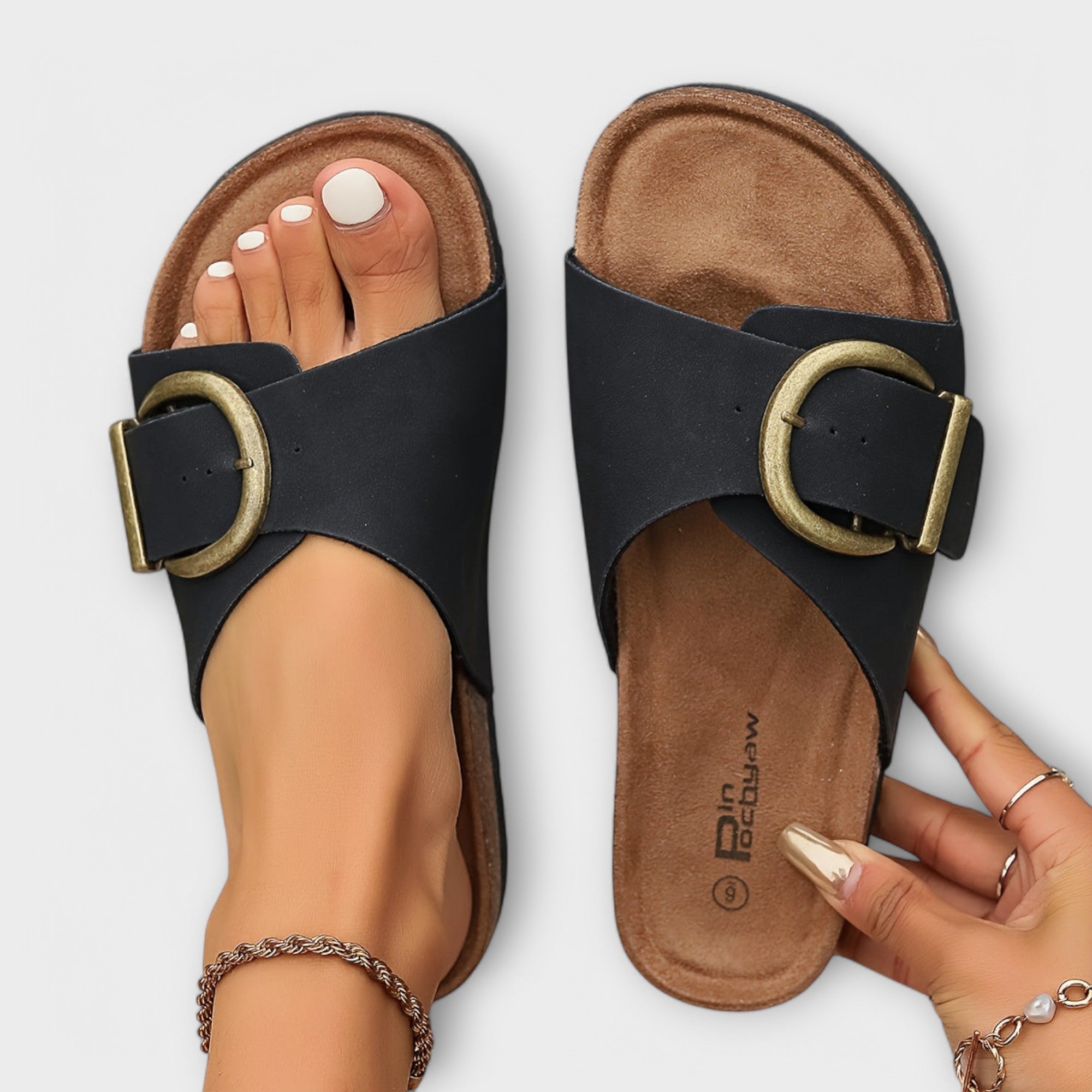 Margie™ | Mules pour femme en liège avec brides à boucles - LUNAEVE