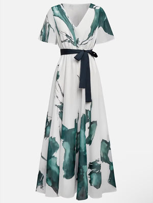 Nayla™ | Robe Longue à Imprimé Aquarelle - LUNAEVE