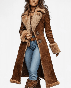 Nuvia Manteau Long d'Inspiration Vintage avec Fourrure - LUNAEVE
